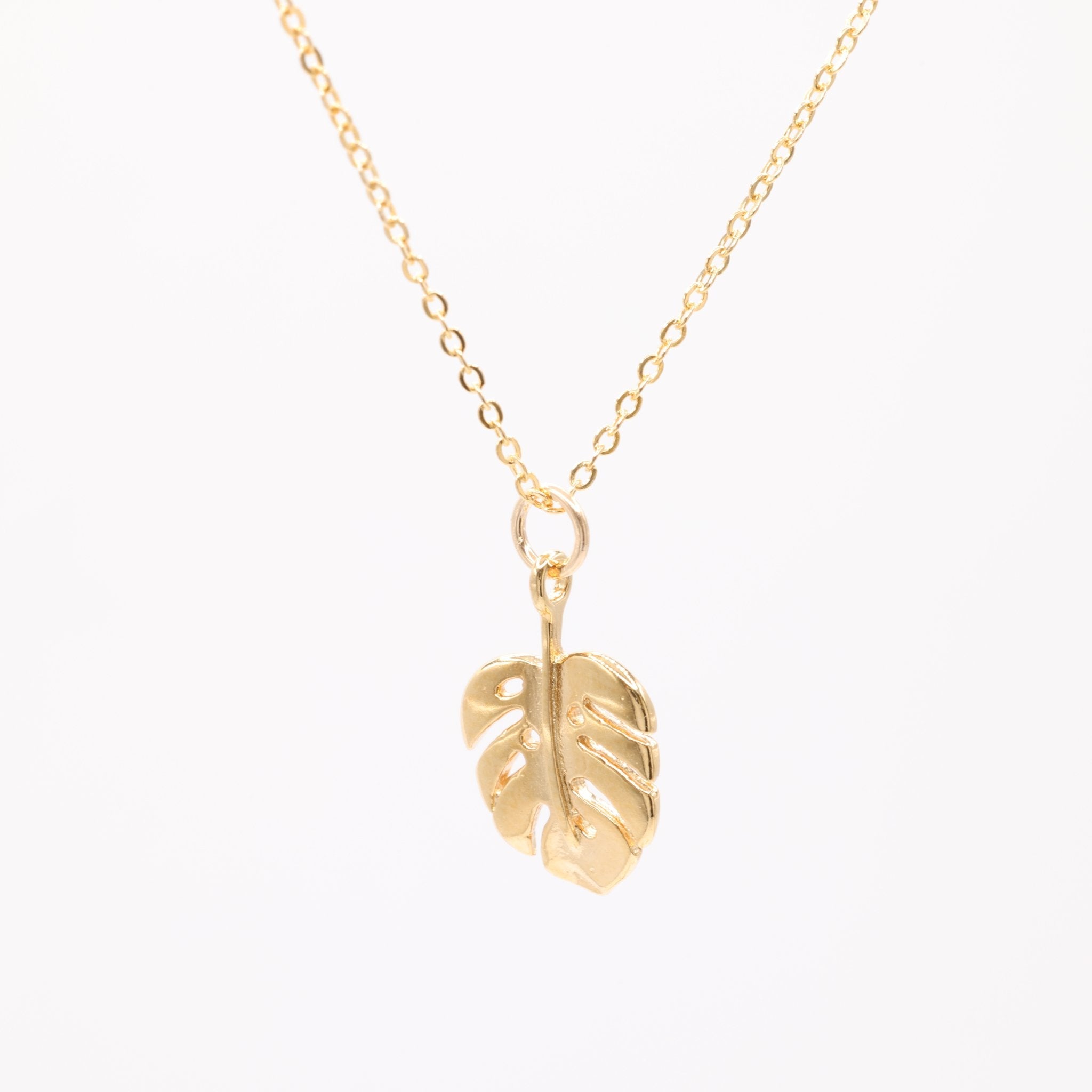 Monstera Leaf Charm 14K Gold - GoldandWillow
