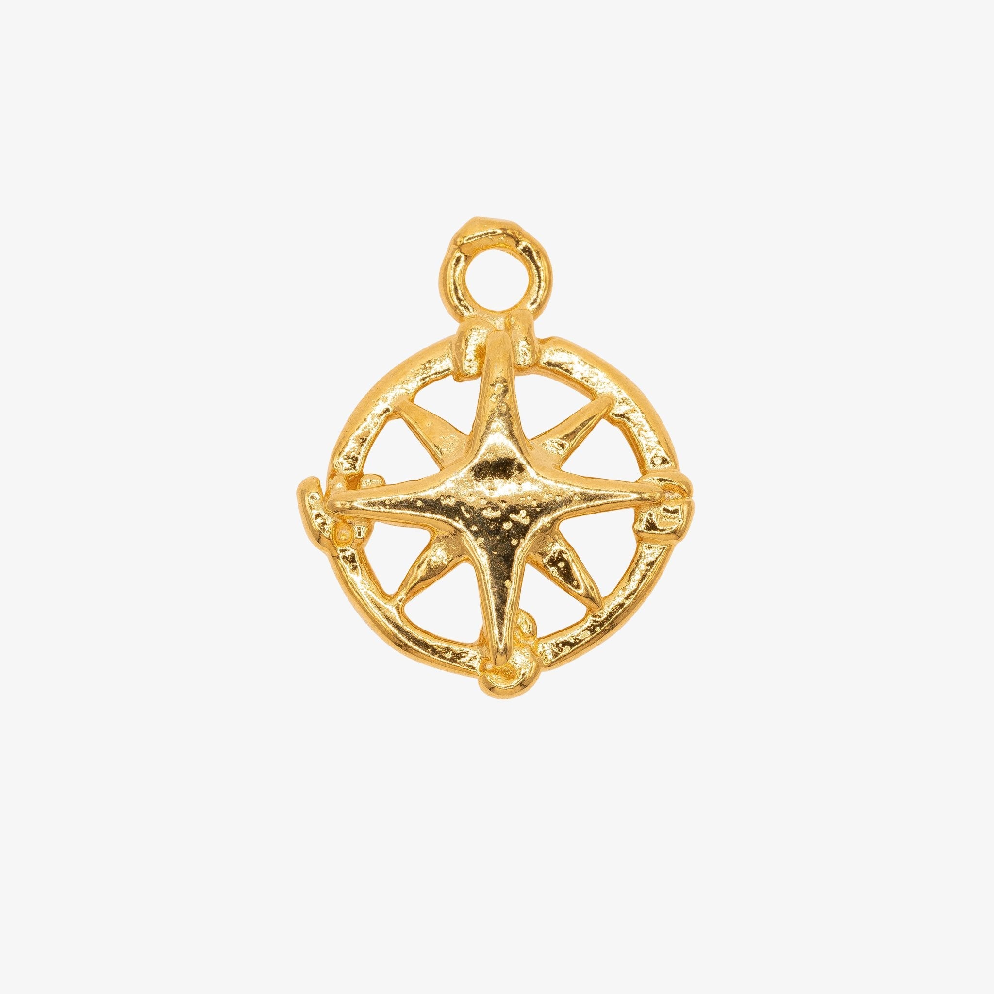 Compass Cutout Charm 14K Gold - GoldandWillow