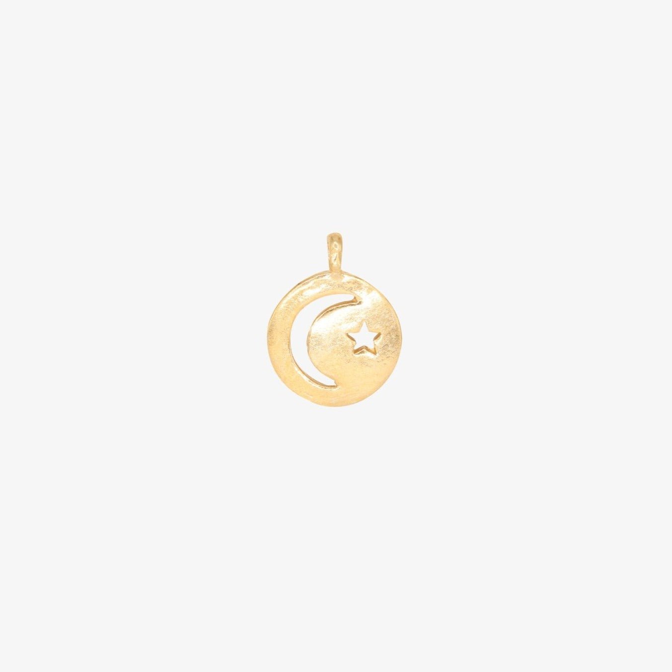 Crescent Moon Star Cutout Charm 14K Gold - GoldandWillow