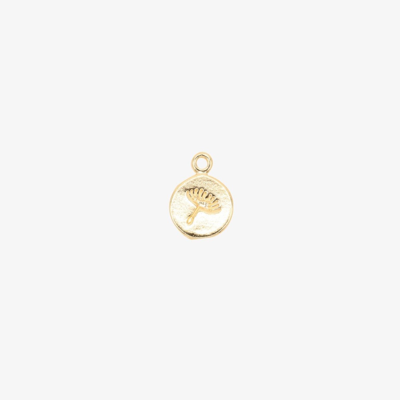 Dandelion Stamped Charm 14K Gold - GoldandWillow