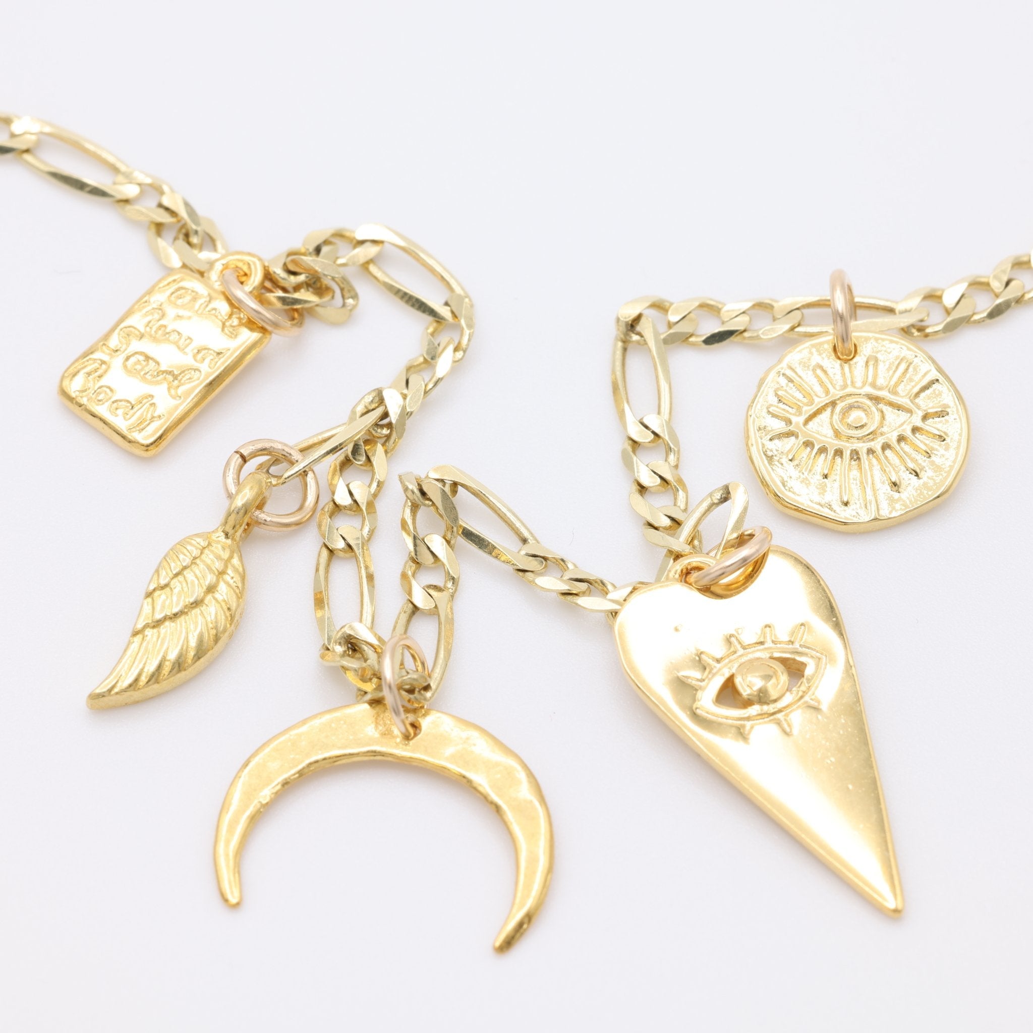 Evil Eye Heart Charm 14K Gold - GoldandWillow