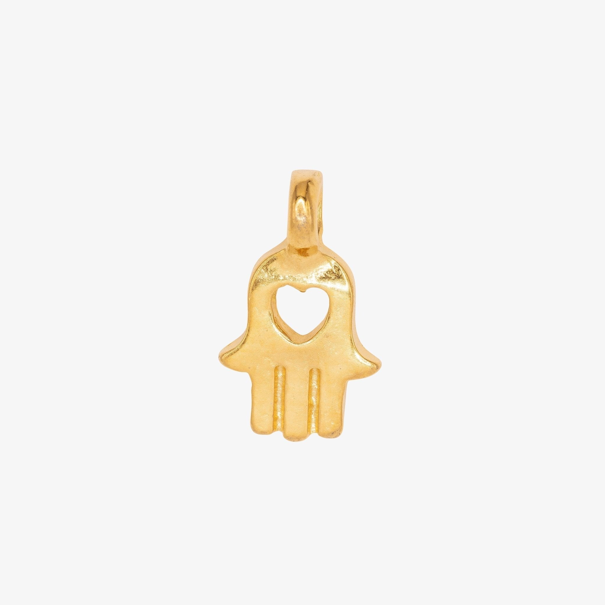 Hamsa Hand Heart Charm 14K Gold - GoldandWillow