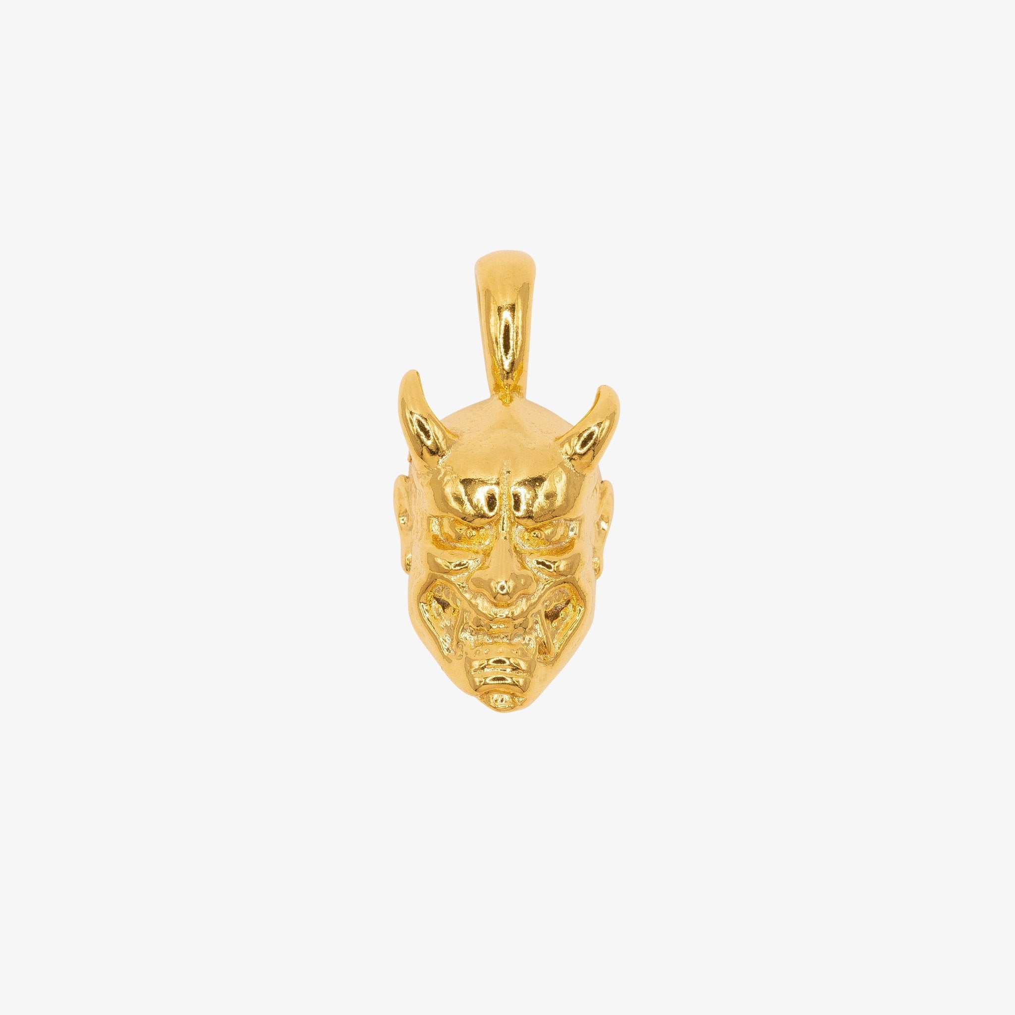Japanese Kabuki Oni Mask Charm 14K Gold - GoldandWillow