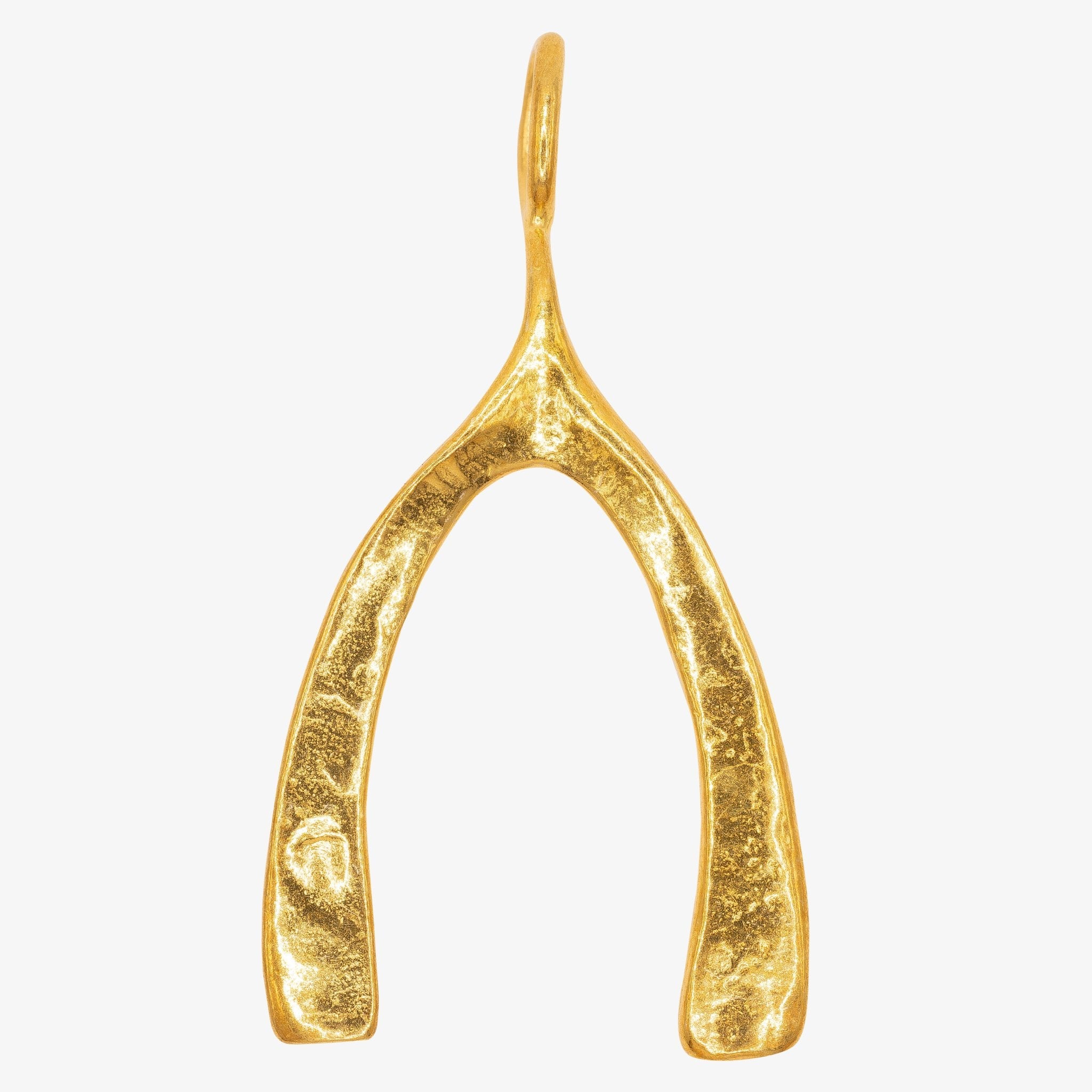 Large Wishbone Charm 14K Gold - GoldandWillow