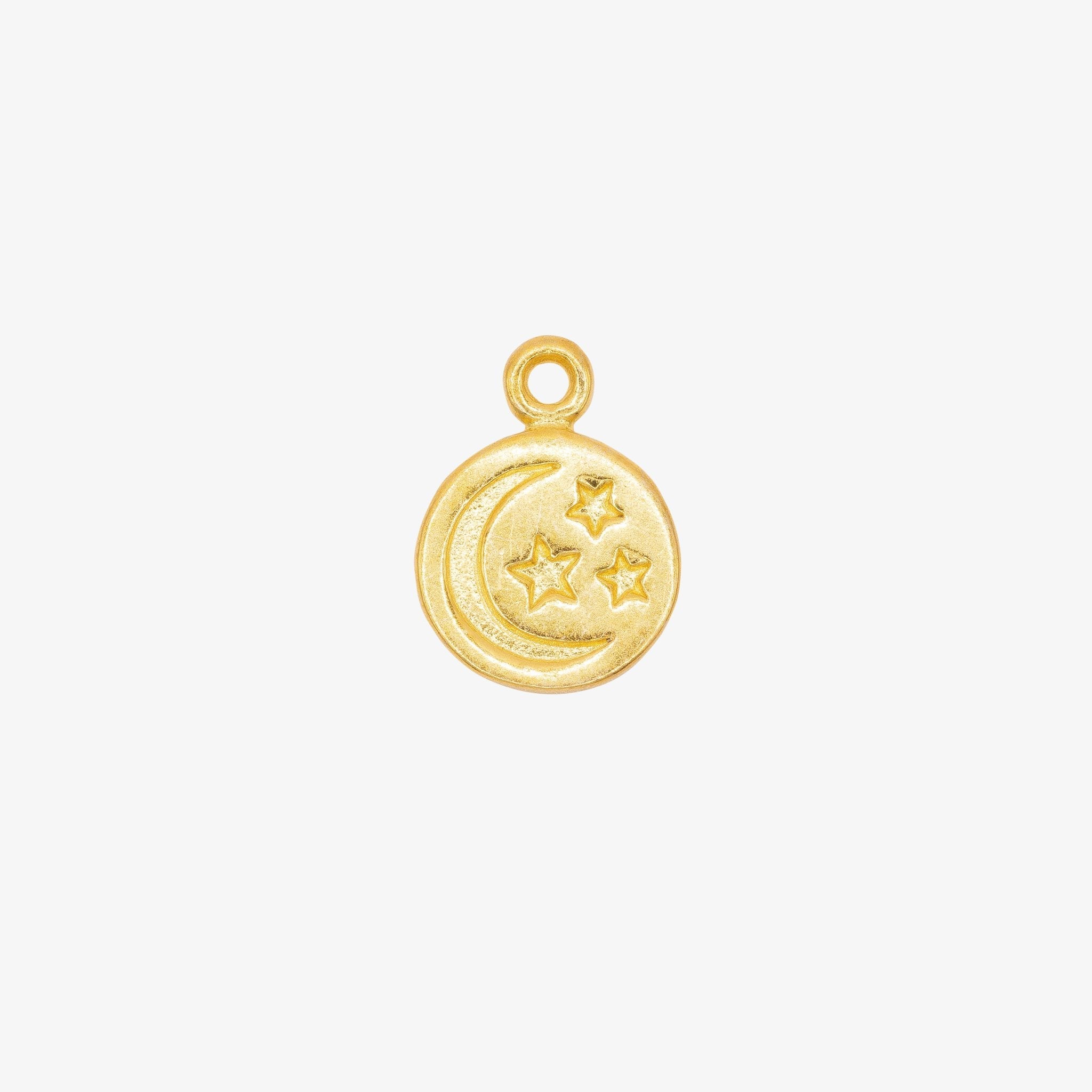 Moon and Stars Disc Charm 14K Gold - GoldandWillow