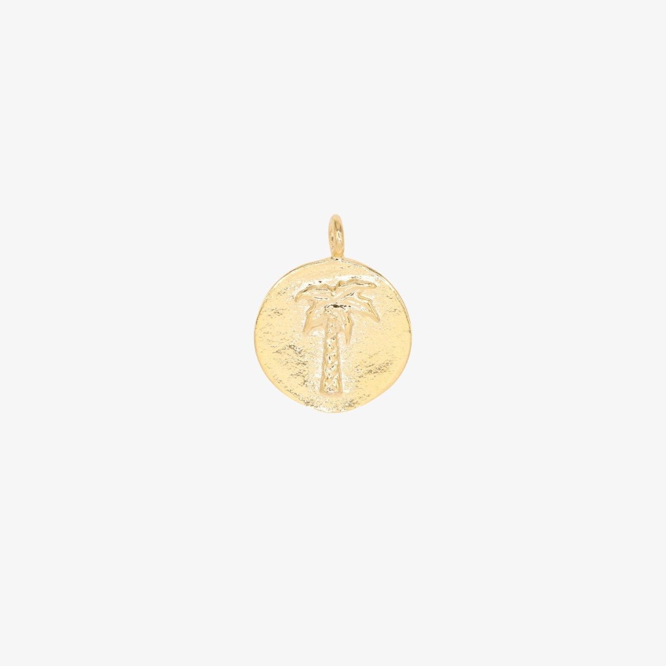 Palm Tree Stamped Charm 14K Gold - GoldandWillow