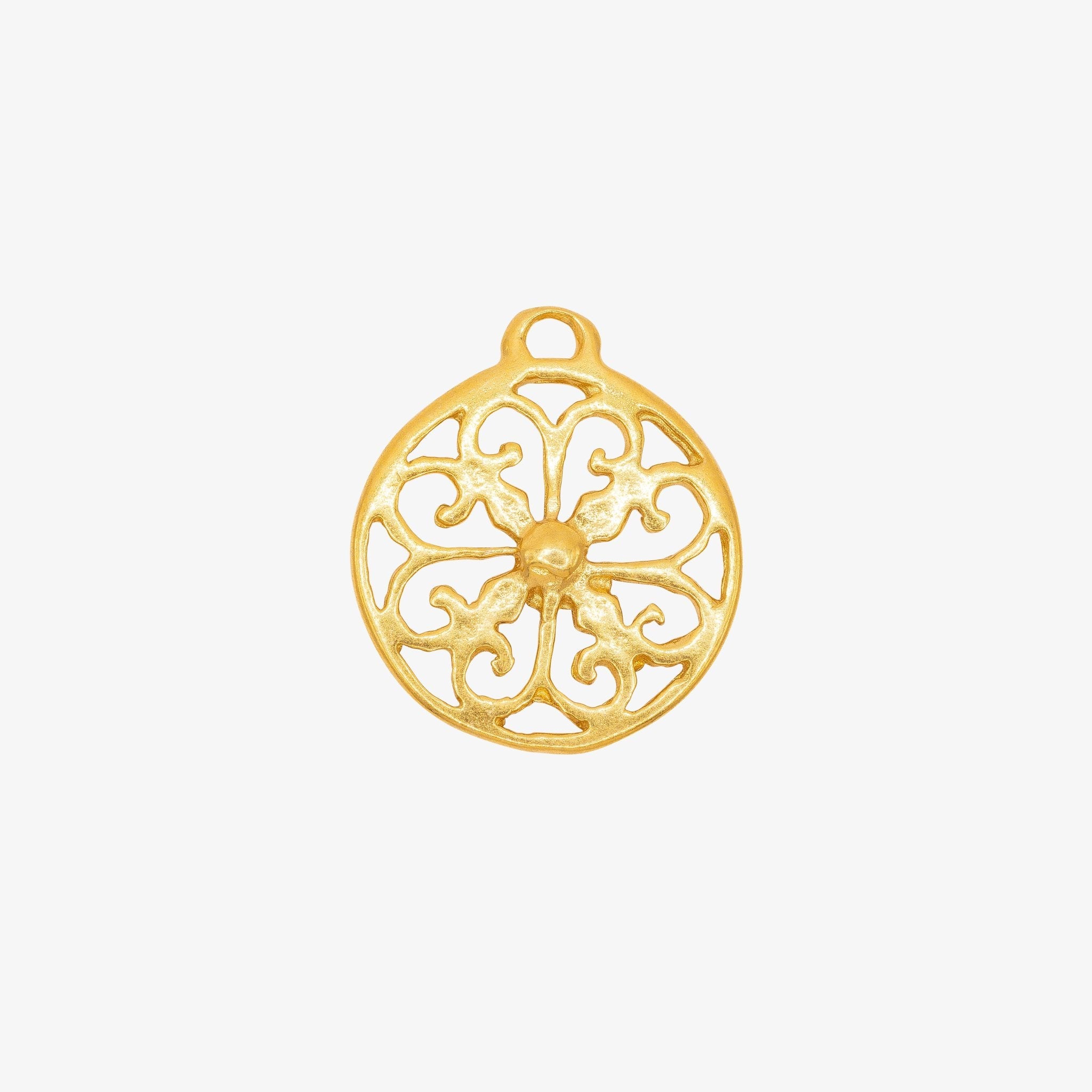 Round Filigree Charm 14K Gold - GoldandWillow