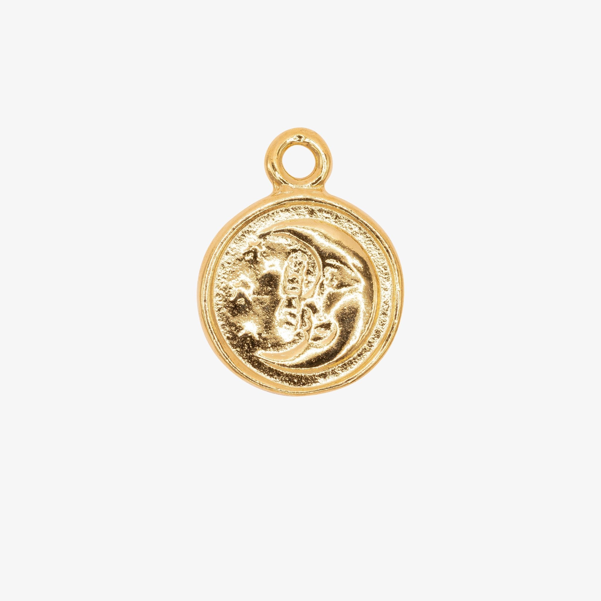 Sun and Moon Face Charm 14K Gold - GoldandWillow
