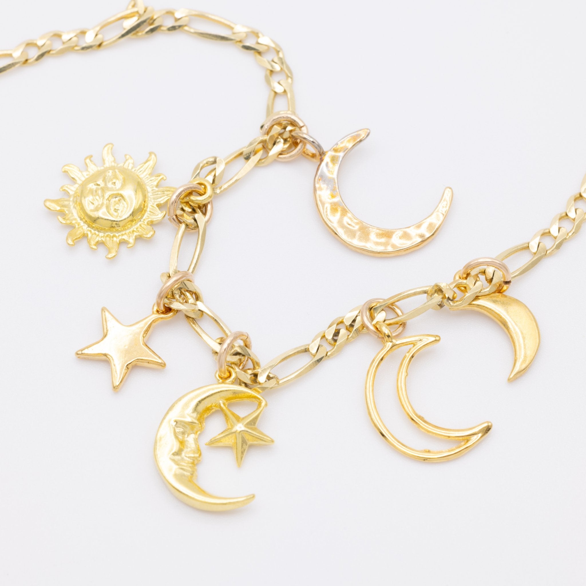 Textured Crescent Moon Charm 14K Gold - GoldandWillow