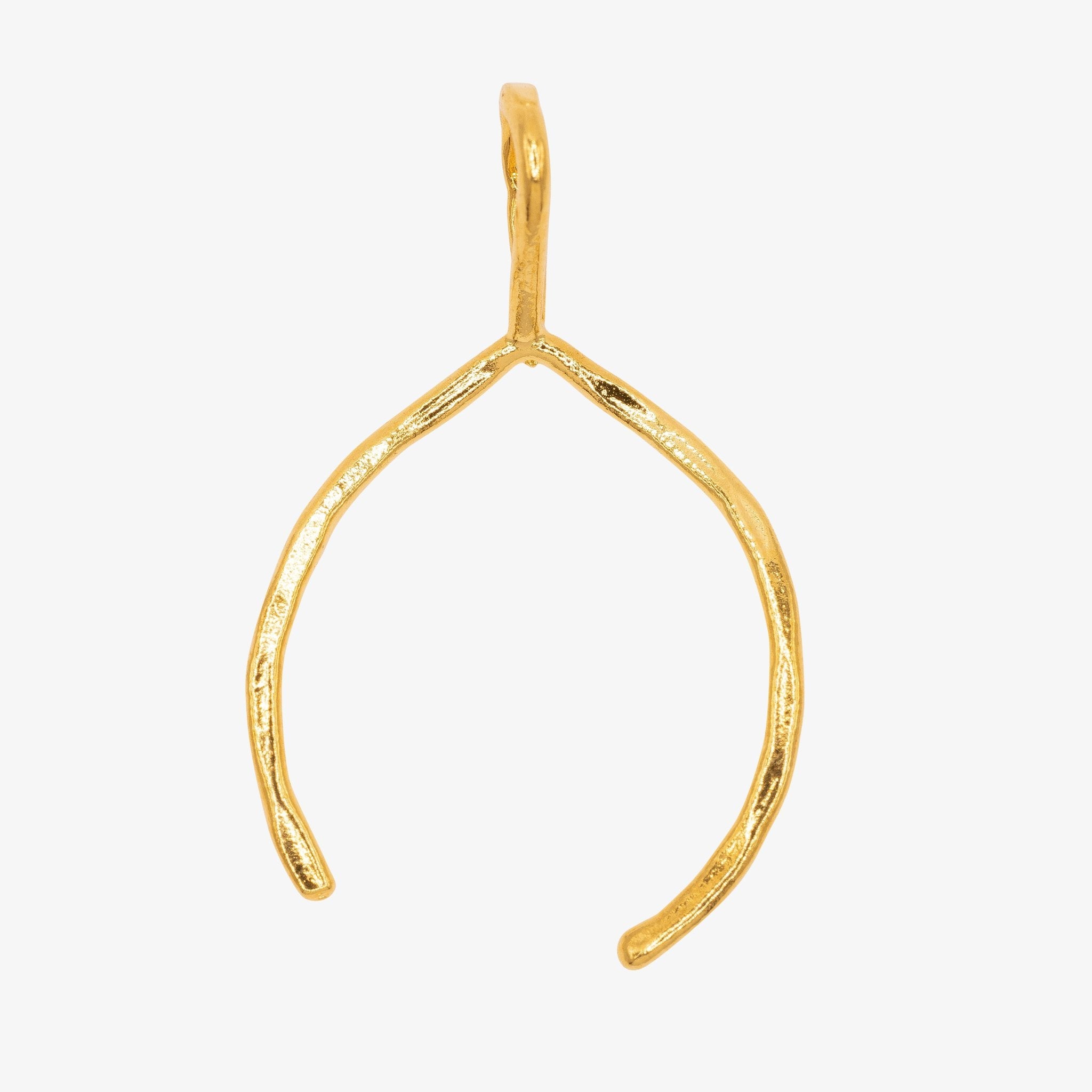 Thin Wishbone Charm 14K Gold - GoldandWillow