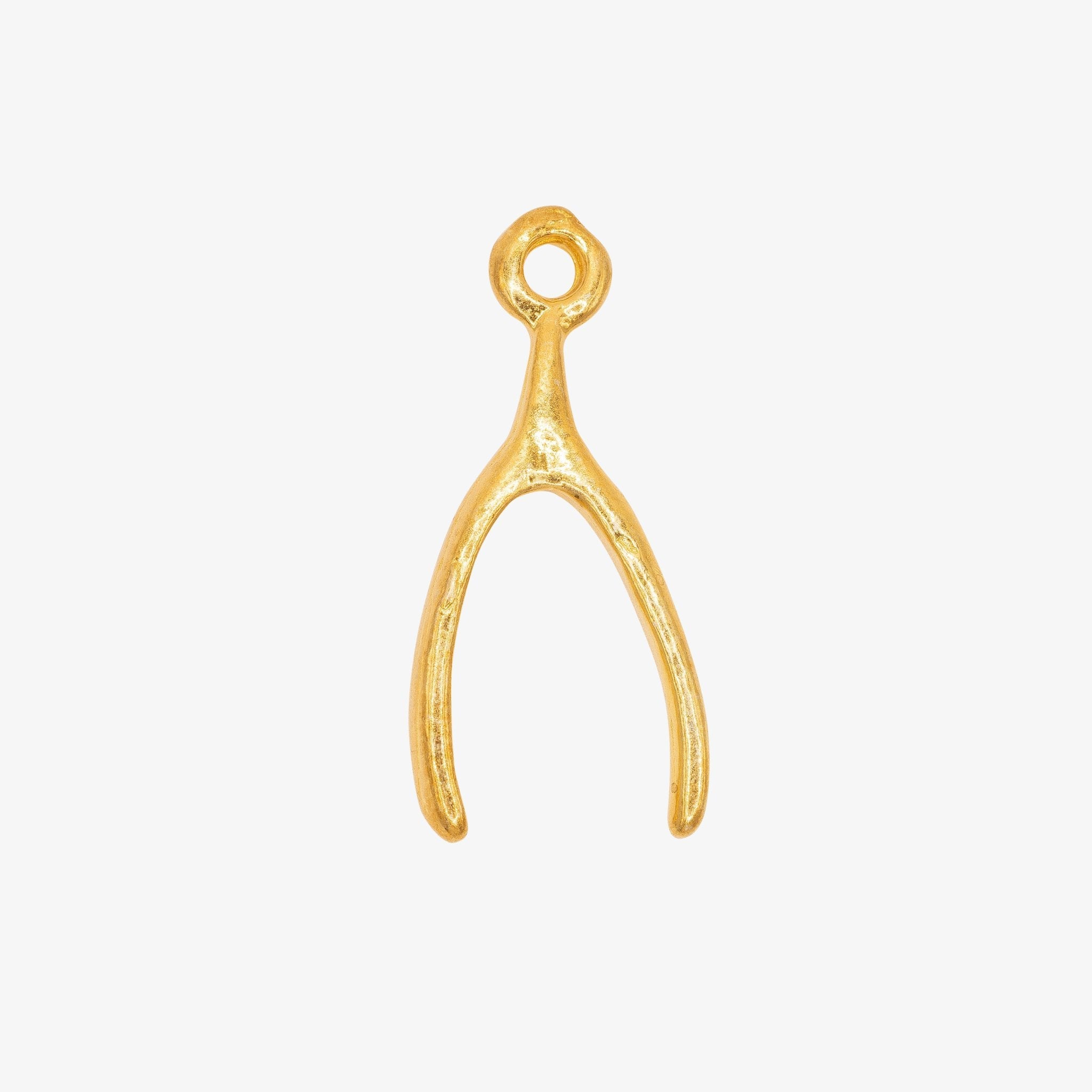 Wishbone Charm 14K Gold - GoldandWillow