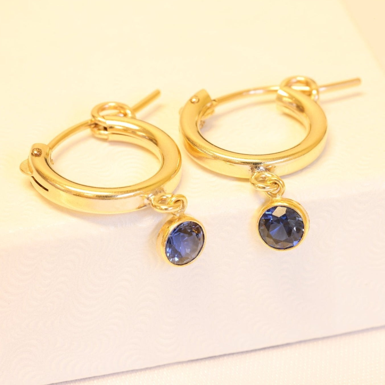 Birthstone Drop Huggie Earrings - GoldandWillow