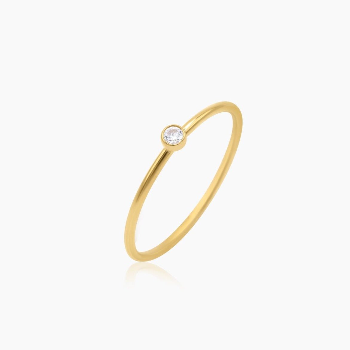 Diamond Solitaire 14K Gold Ring - GoldandWillow