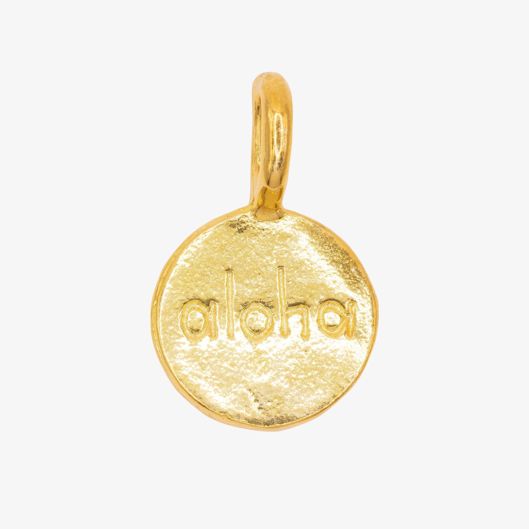 "Aloha" Stamp Charm 14K Gold - GoldandWillow