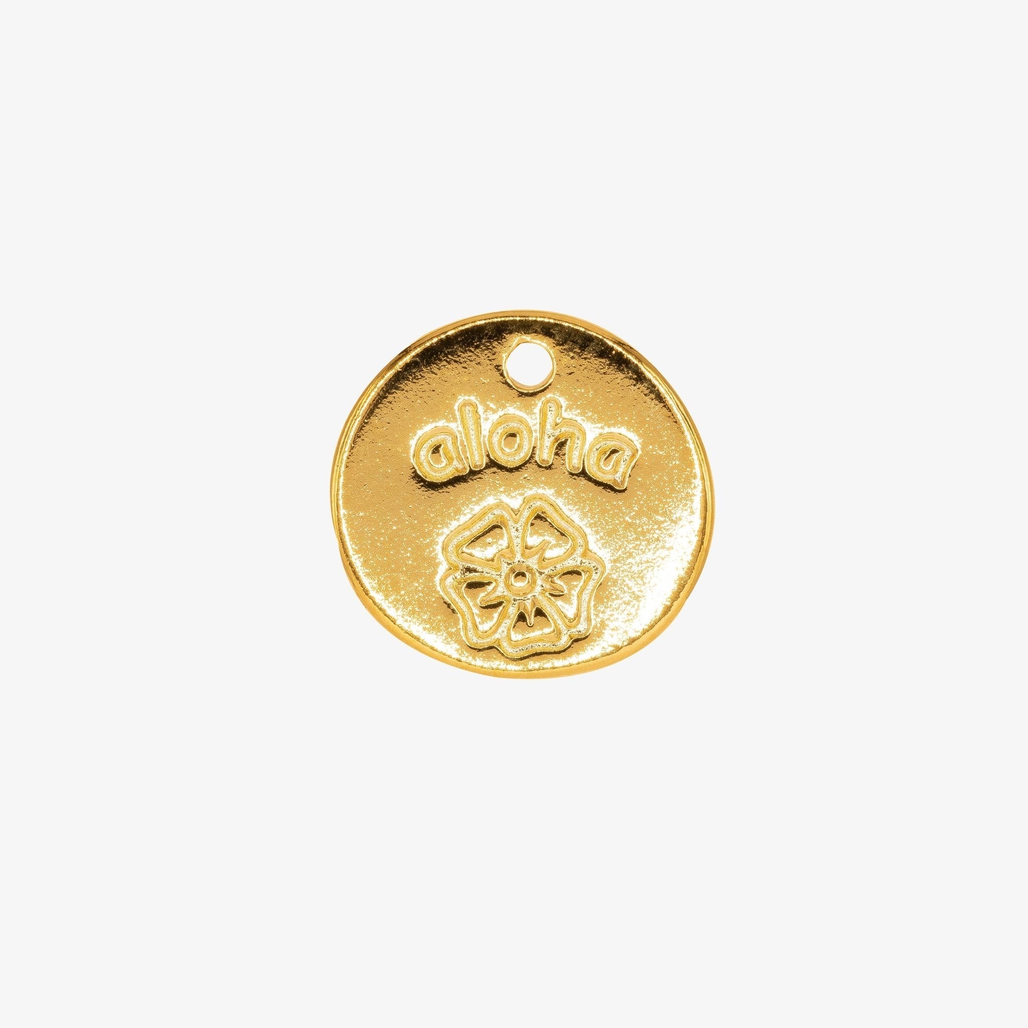 "Aloha" with Plumeria Charm 14K Gold - GoldandWillow