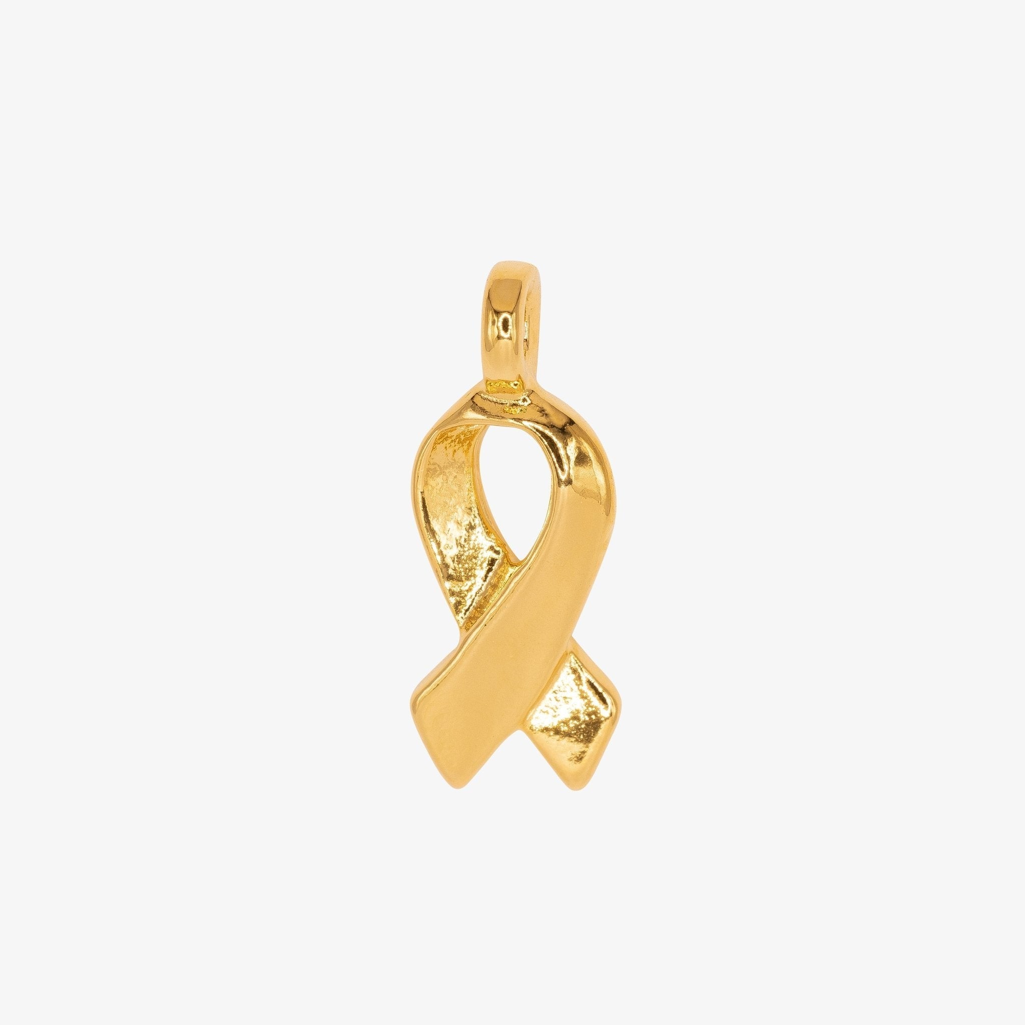 Breast Cancer Ribbon Charm 14K Gold - GoldandWillow