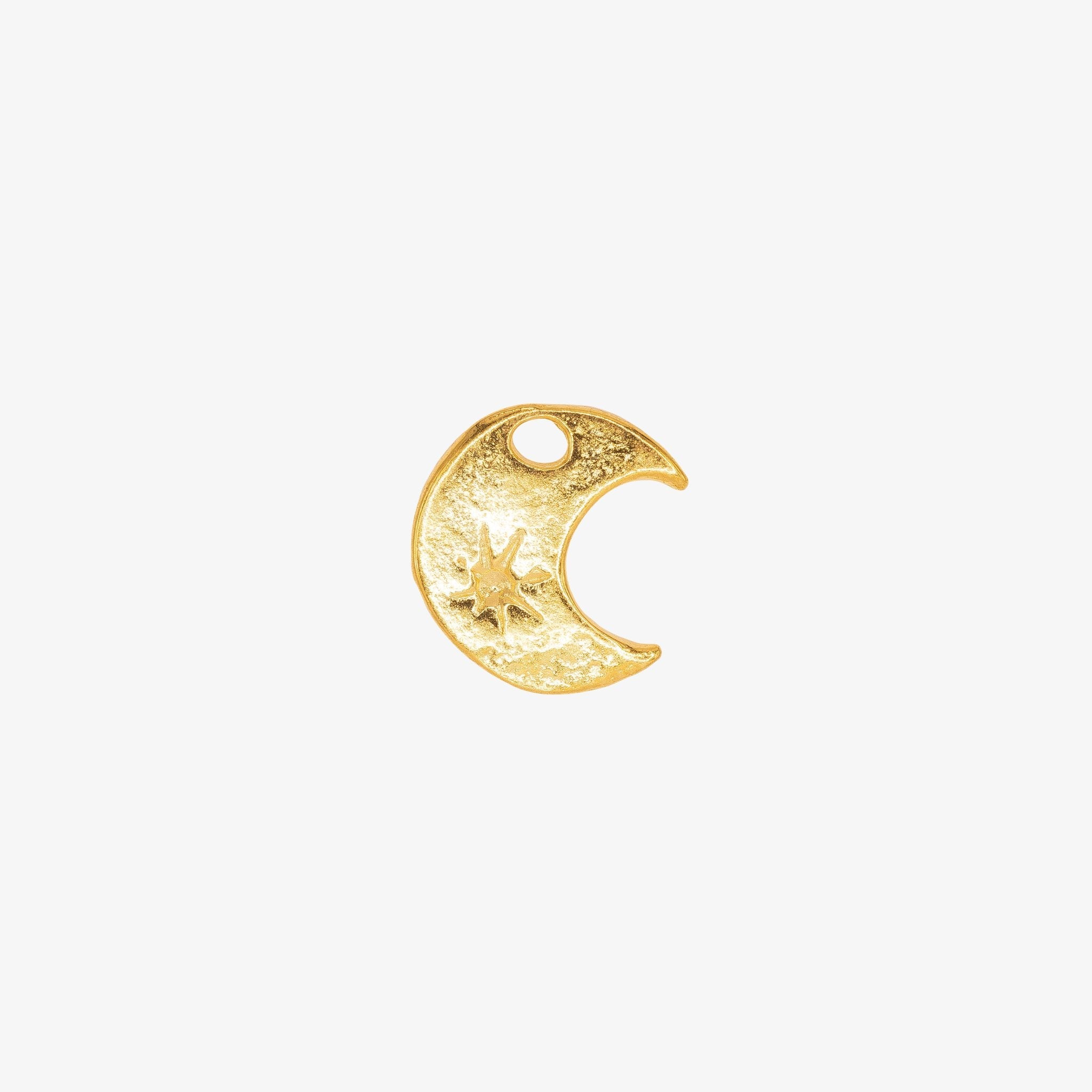 Crescent Moon Star Charm 14K Gold - GoldandWillow
