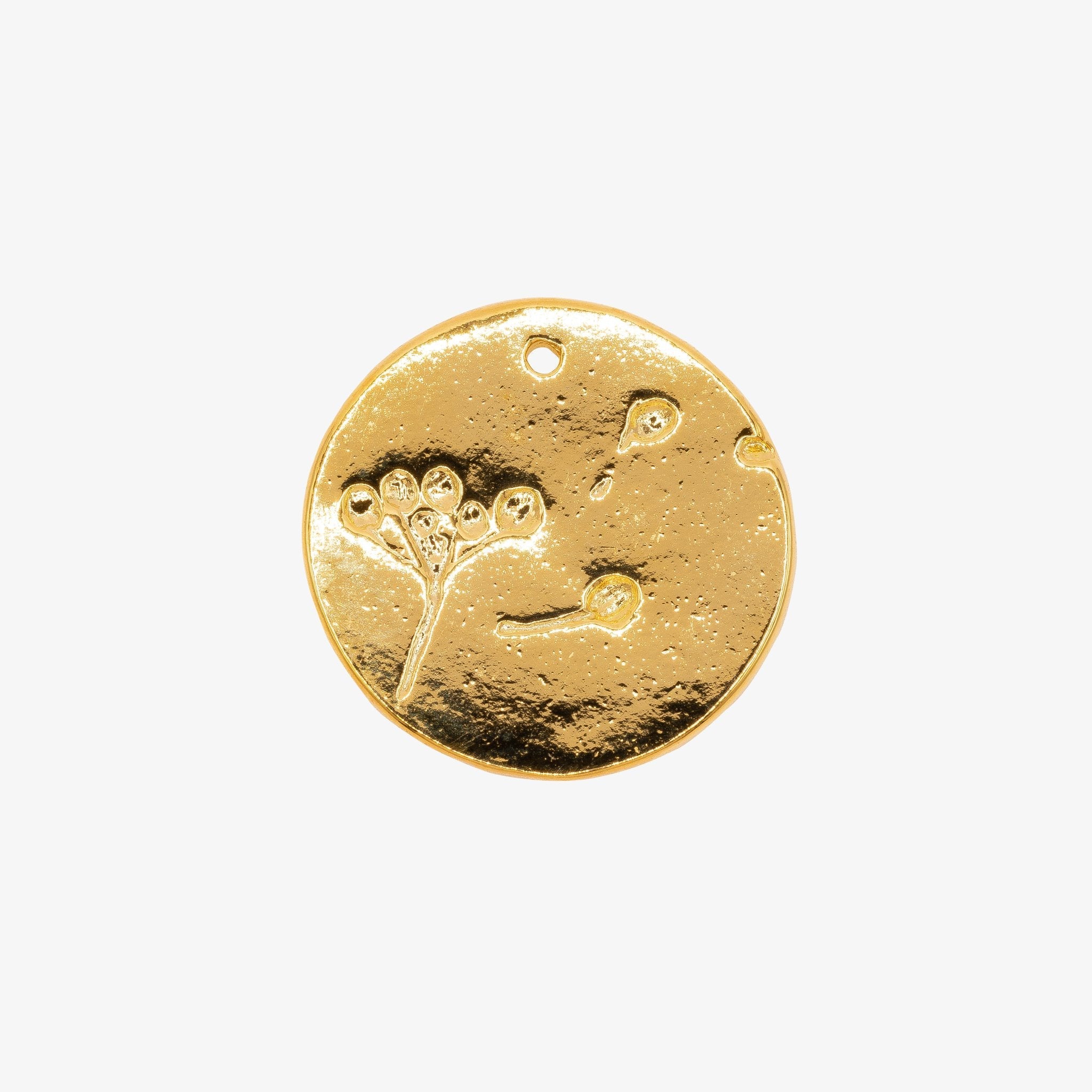 Dandelion Disc Charm 14K Gold - GoldandWillow