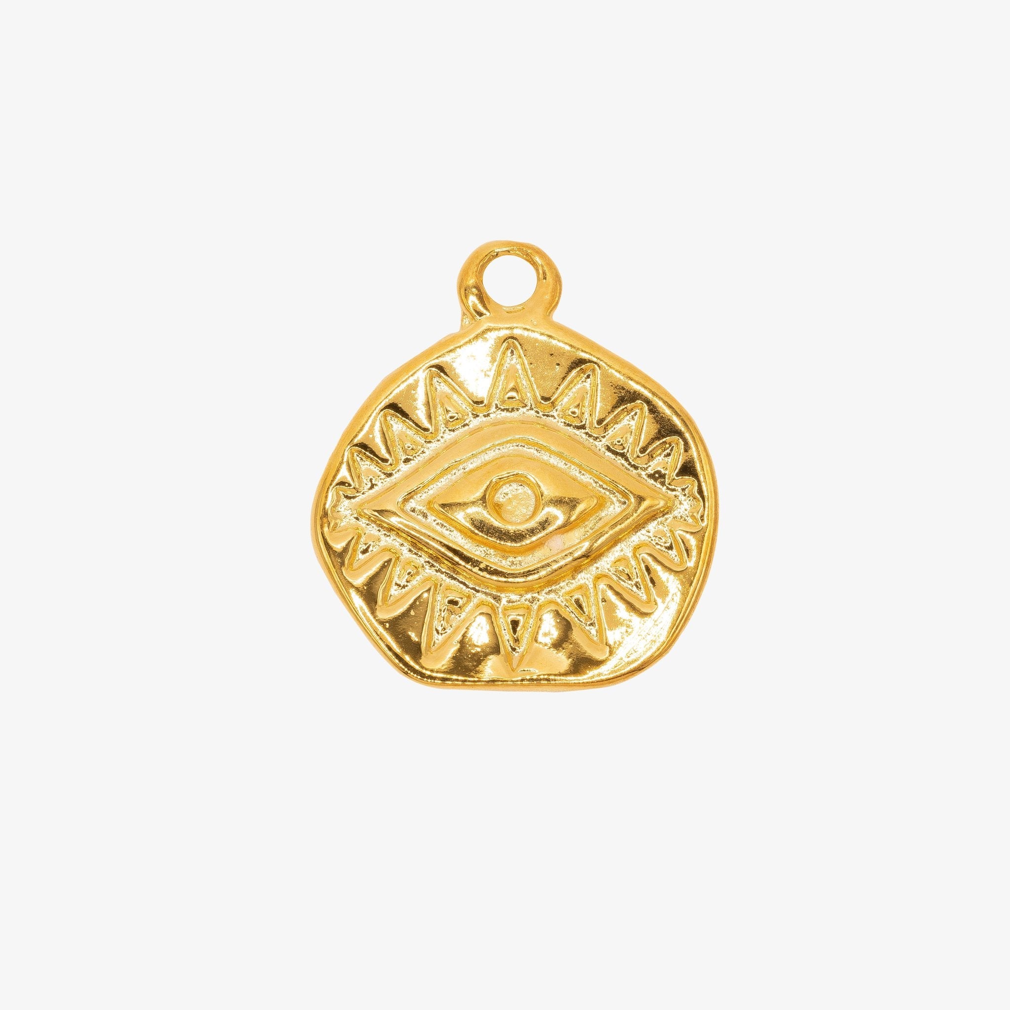 Evil Eye Disc Charm 14K Gold - GoldandWillow