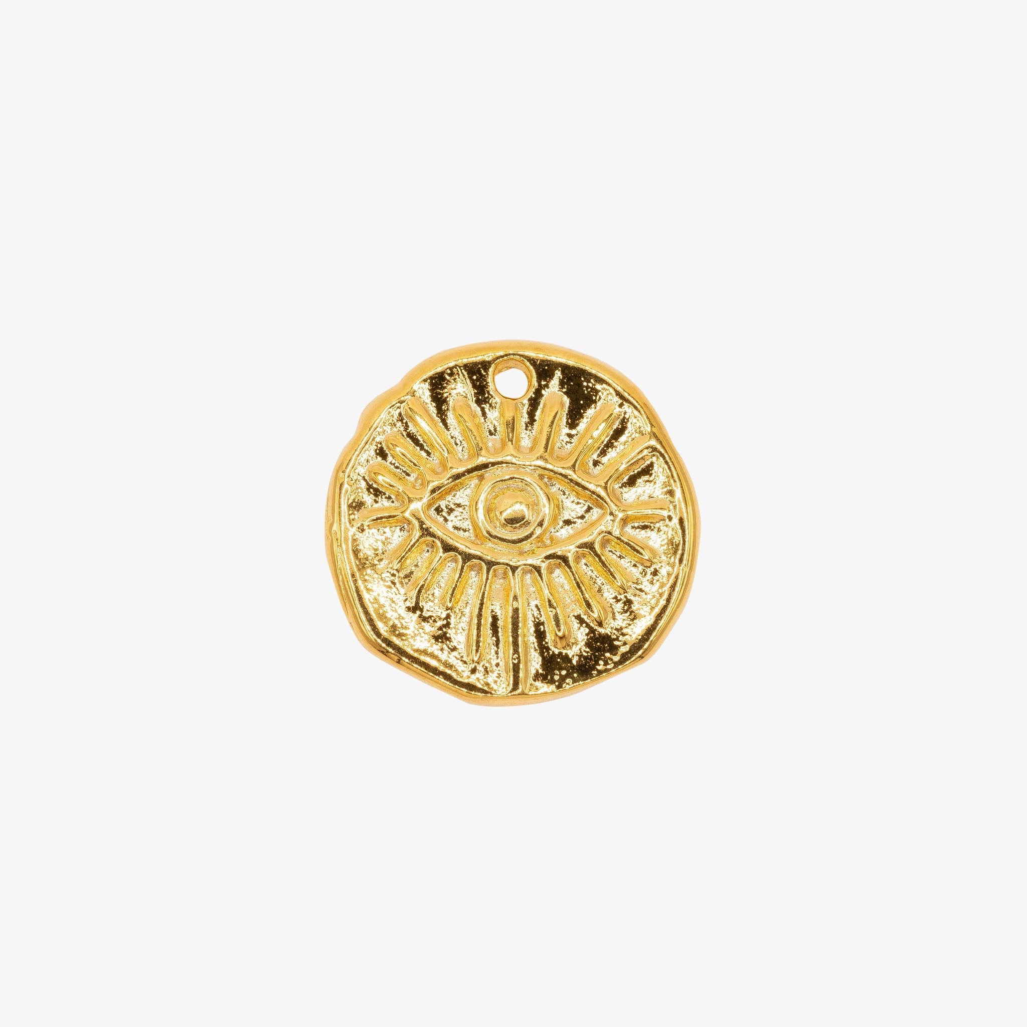 Evil Eye Disc Charm 14K Gold - GoldandWillow