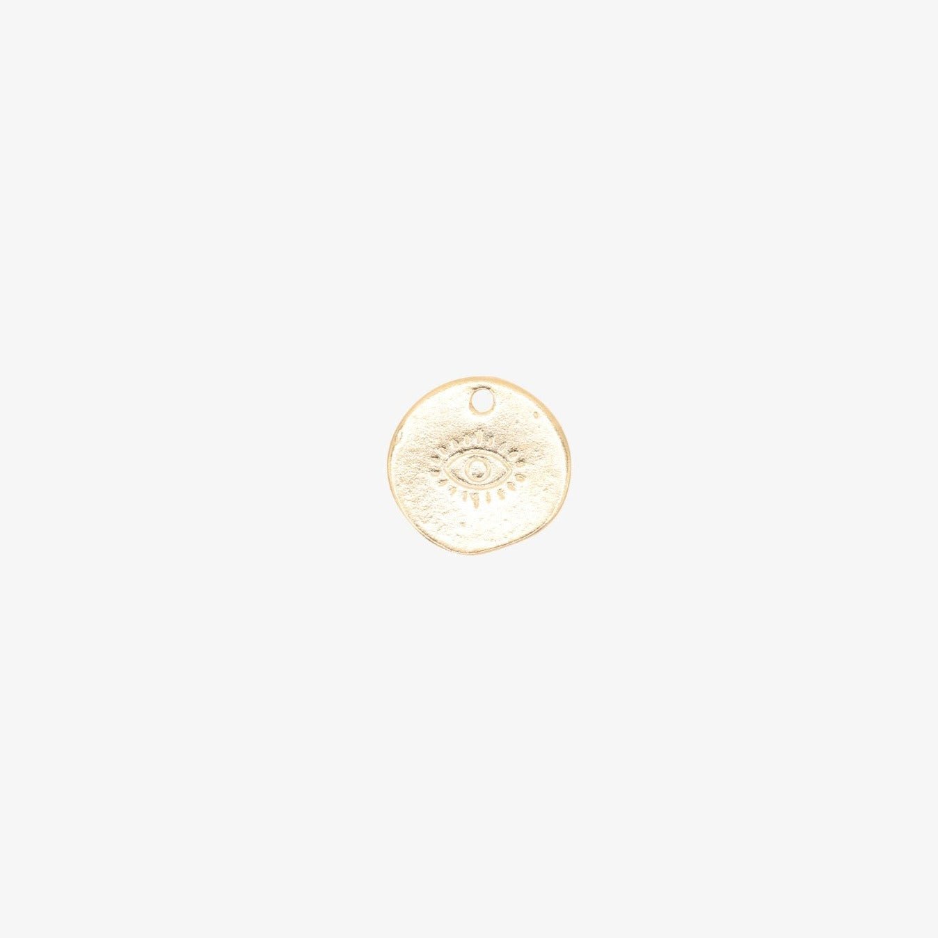 Evil Eye Stamped Charm 14K Gold - GoldandWillow