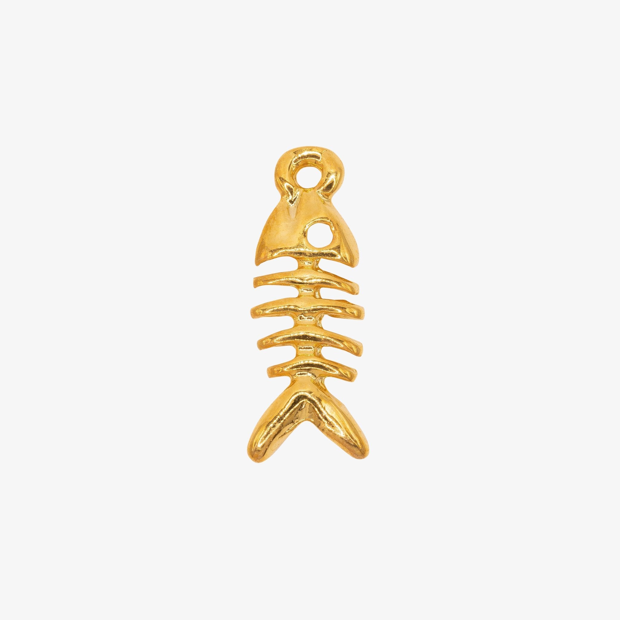 Fish Skeleton Charm 14K Gold - GoldandWillow