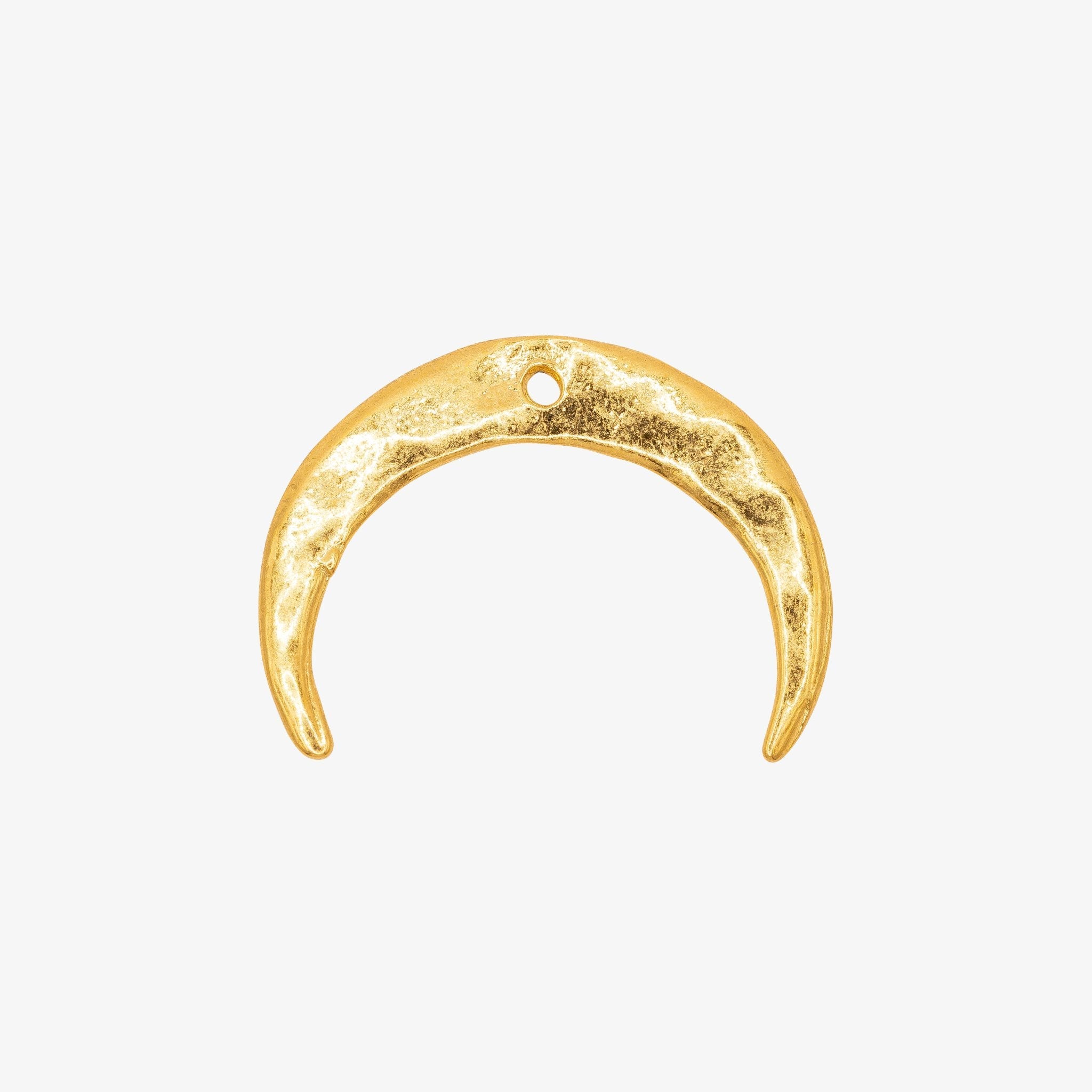 Hammered Crescent Moon Charm 14K Gold - GoldandWillow