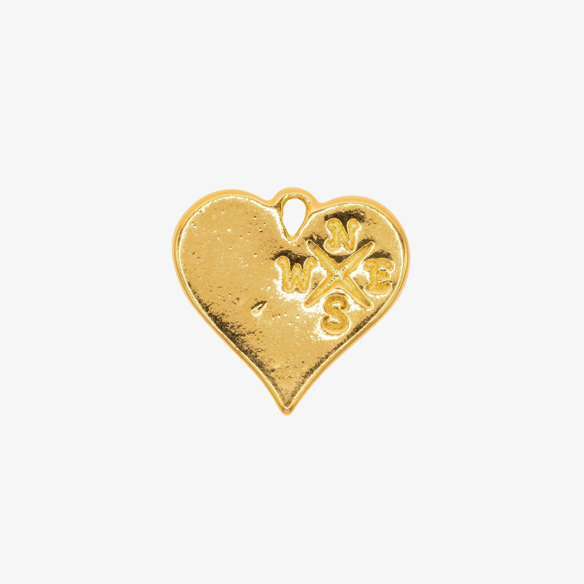 Heart Compass Charm 14K Gold - GoldandWillow