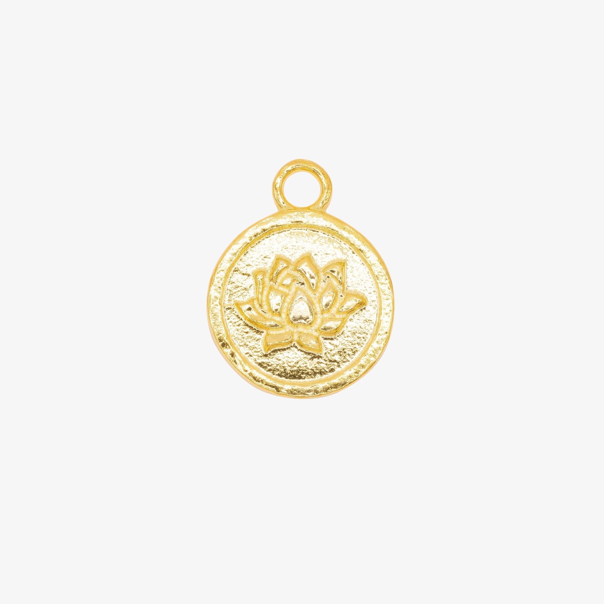 Lotus Circle Charm 14K Gold - GoldandWillow