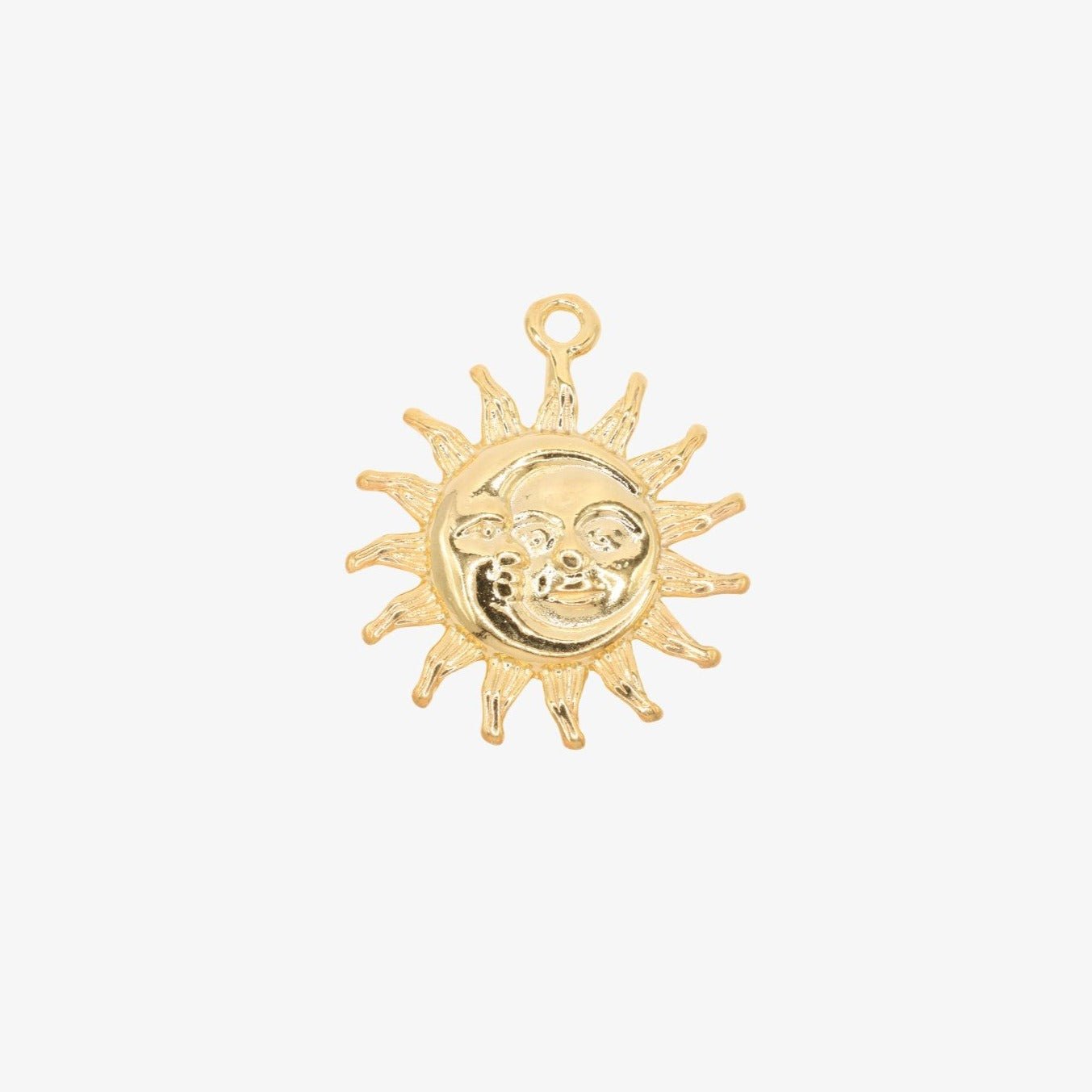 Moon and Sun Face Charm 14K Gold - GoldandWillow