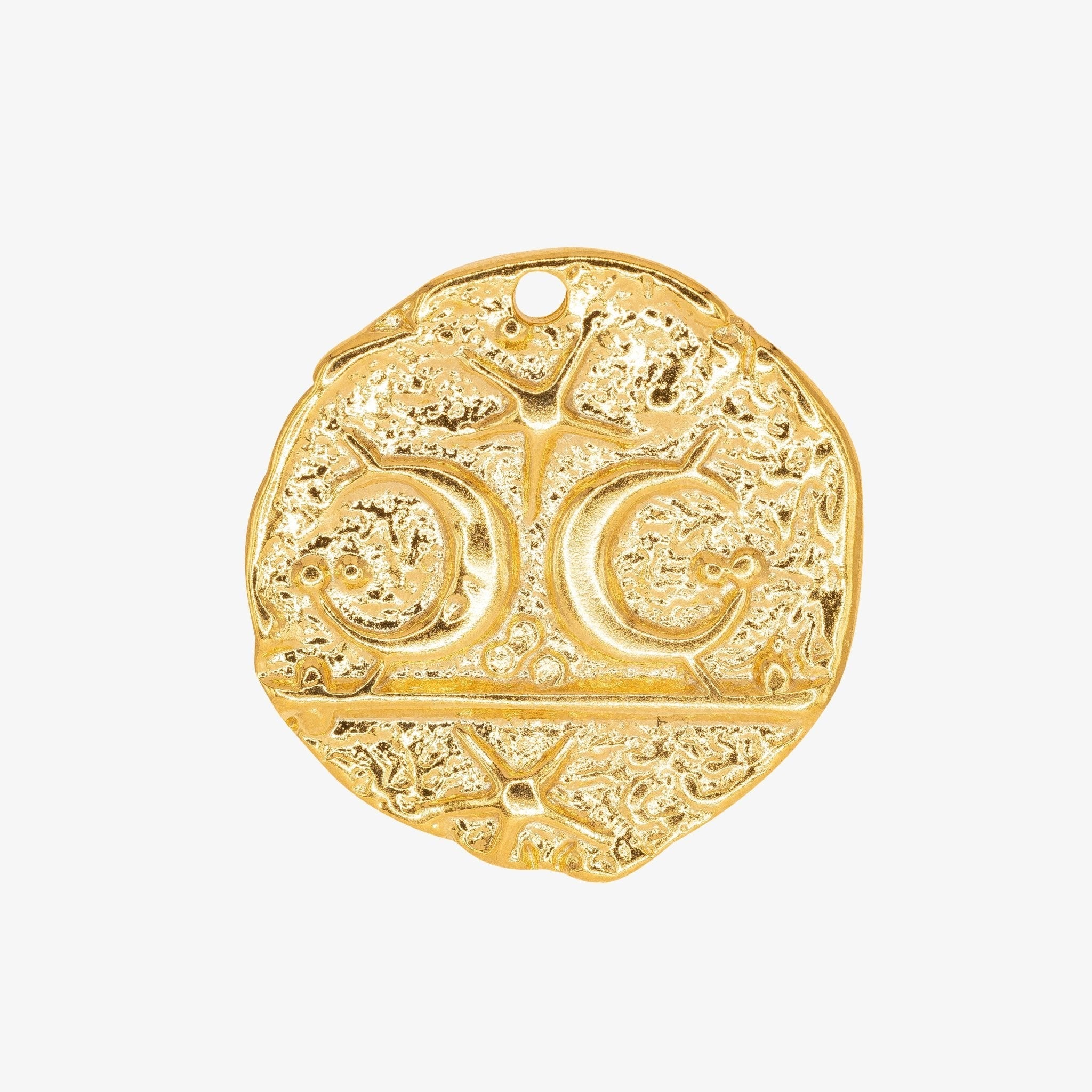 Moon Star Coin Charm 14K Gold - GoldandWillow