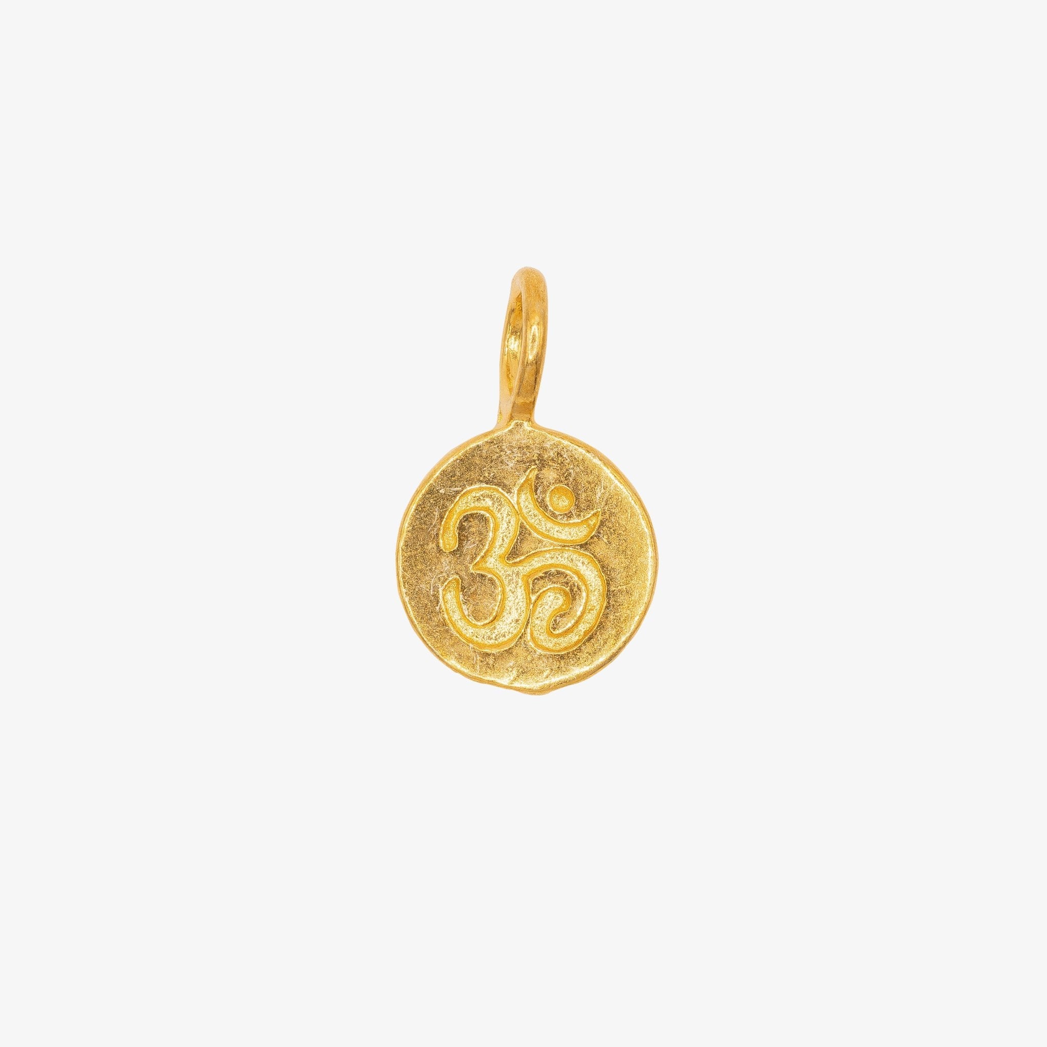 Ohm Symbol Circle Charm 14K Gold - GoldandWillow