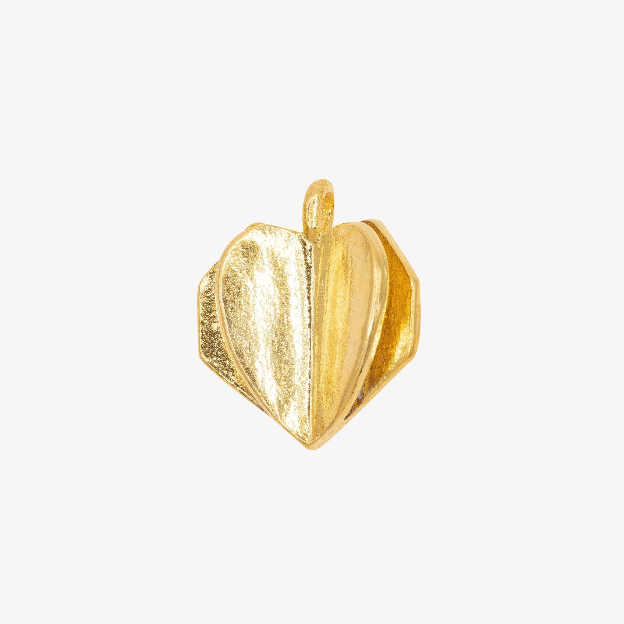 Origami Heart Charm 14K Gold - GoldandWillow