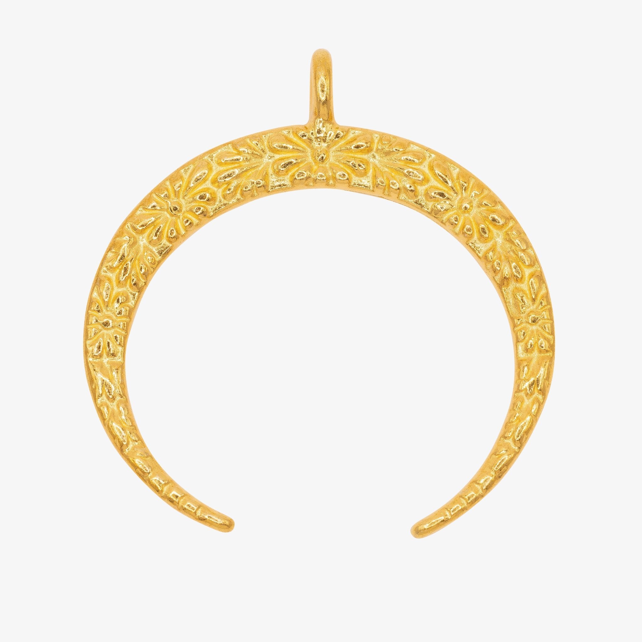 Ornate Crescent Moon Charm 14K Gold - GoldandWillow