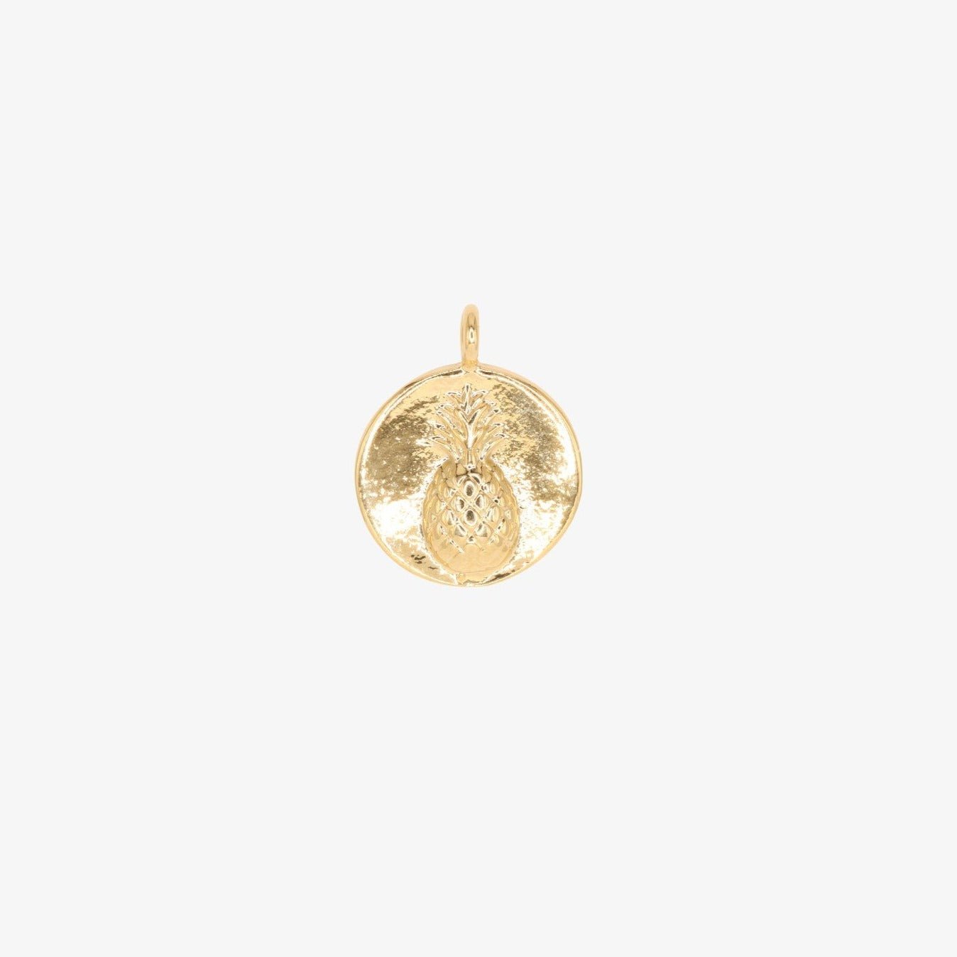 Pineapple Round Charm 14K Gold - GoldandWillow