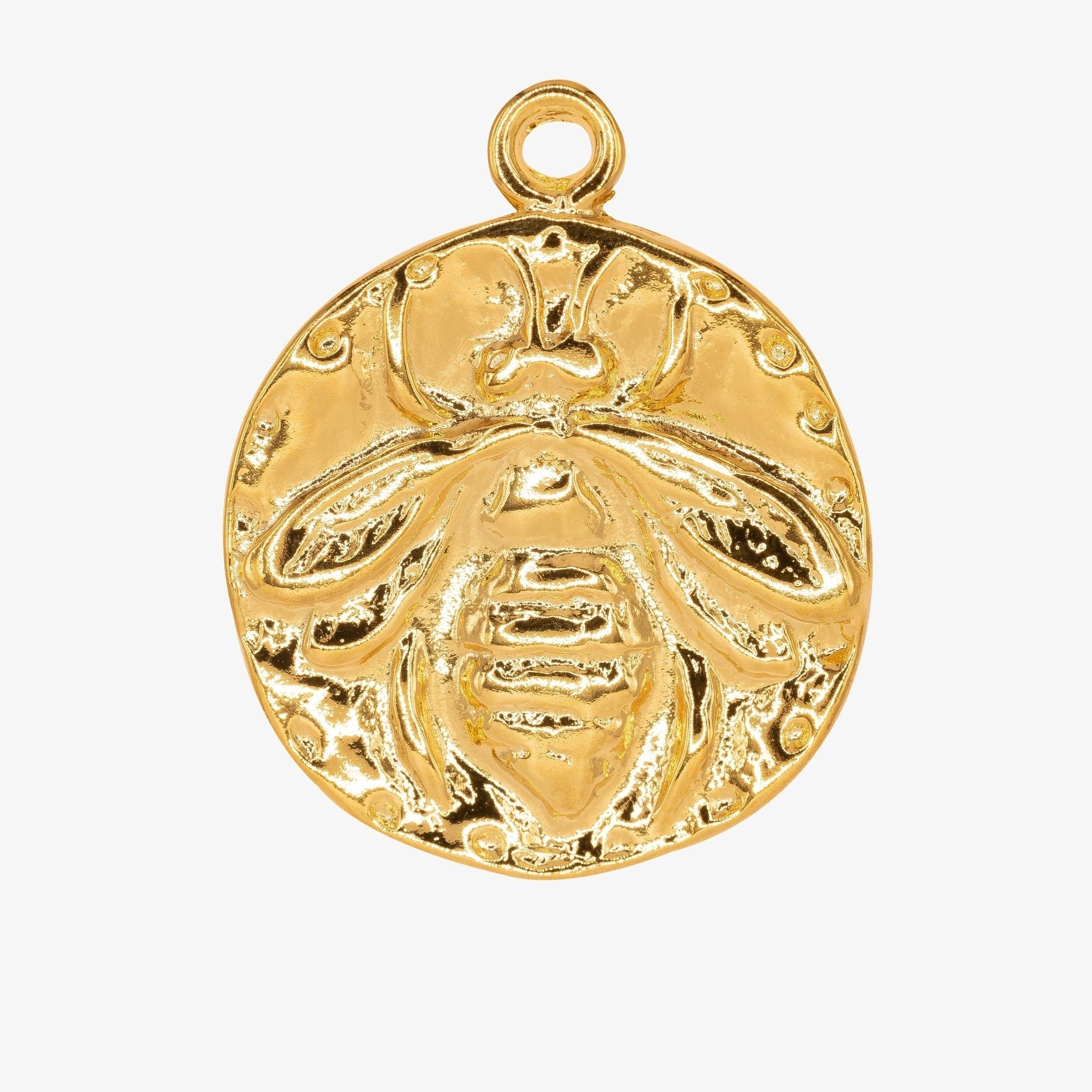 Round Bee Charm 14K Gold - GoldandWillow