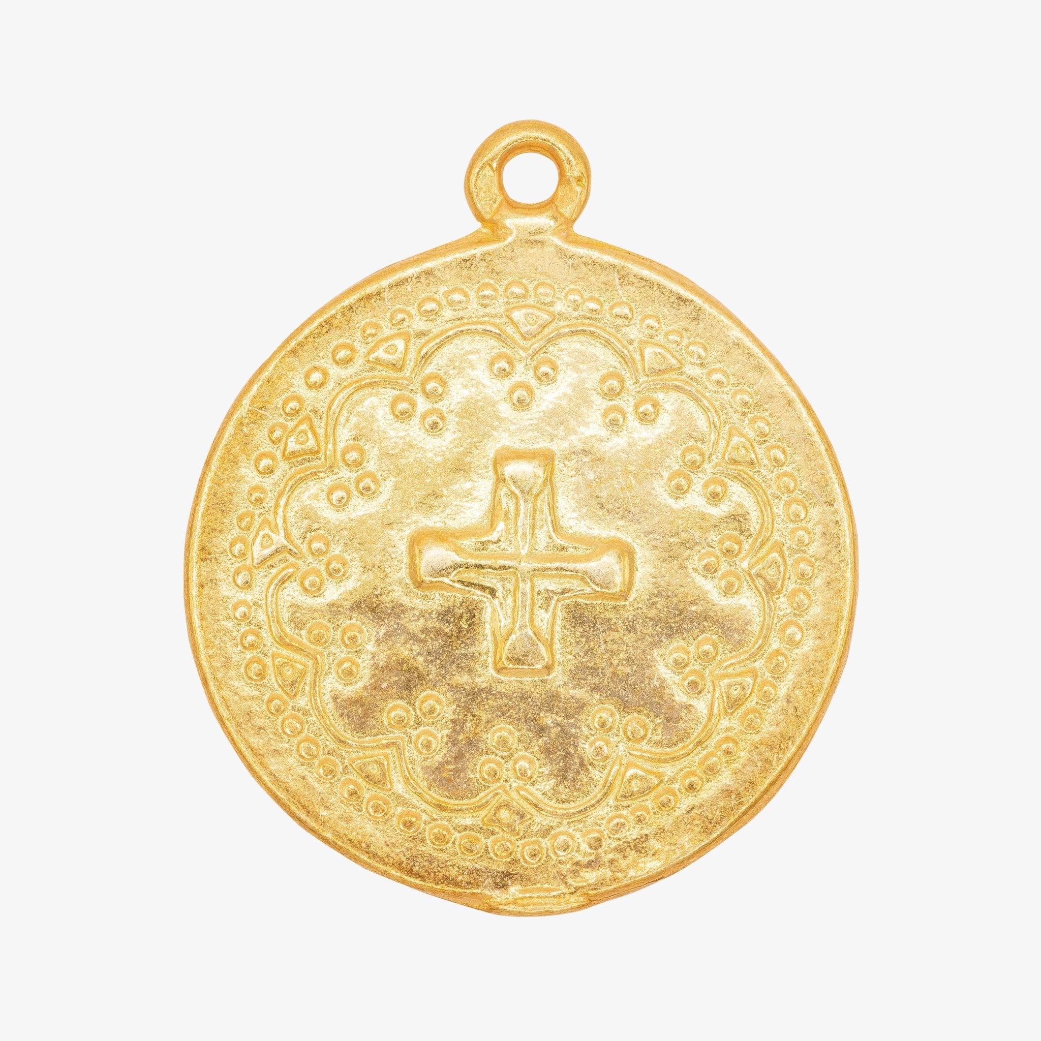 Round Cross Pendant 14K Gold - GoldandWillow