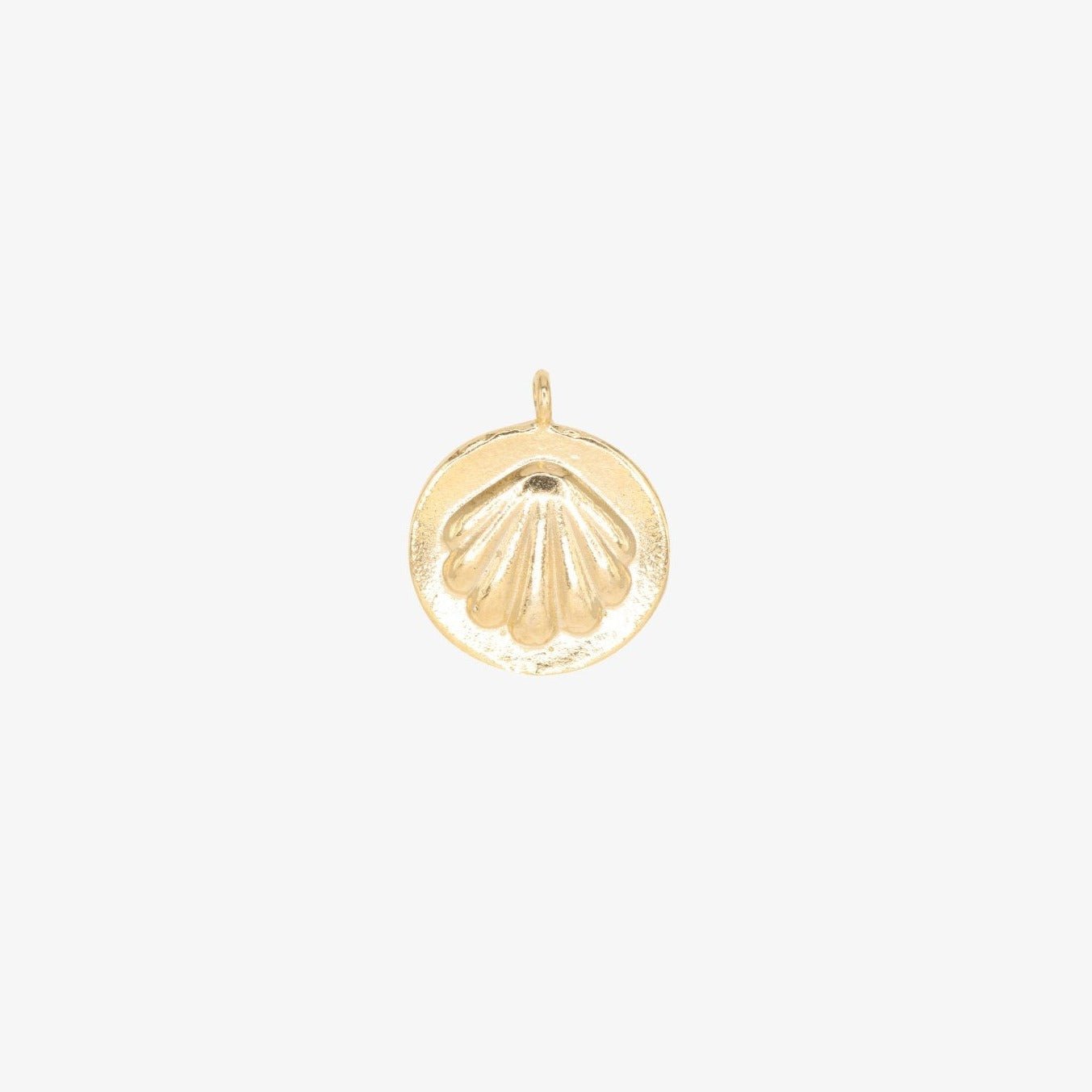 Round Seashell Stamped Charm 14K Gold - GoldandWillow