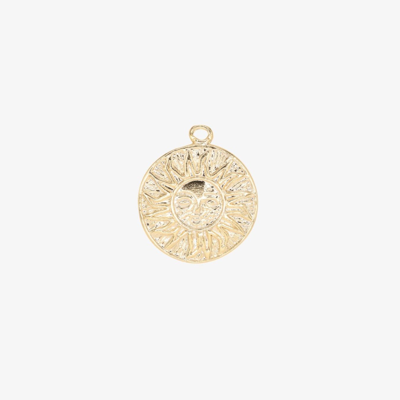 Round Sun Face Charm 14K Gold - GoldandWillow