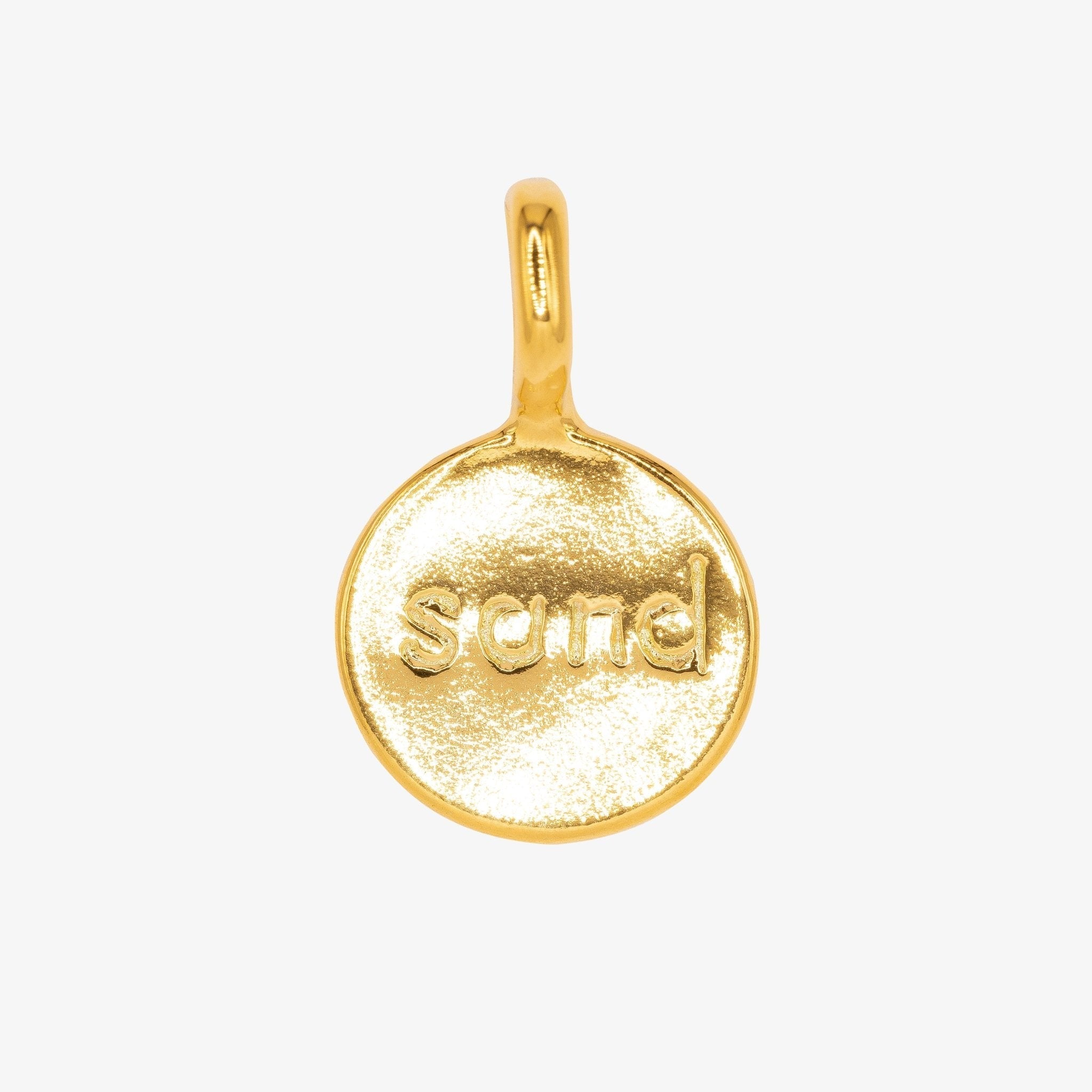 "Sand" Round Disc Charm 14K Gold - GoldandWillow
