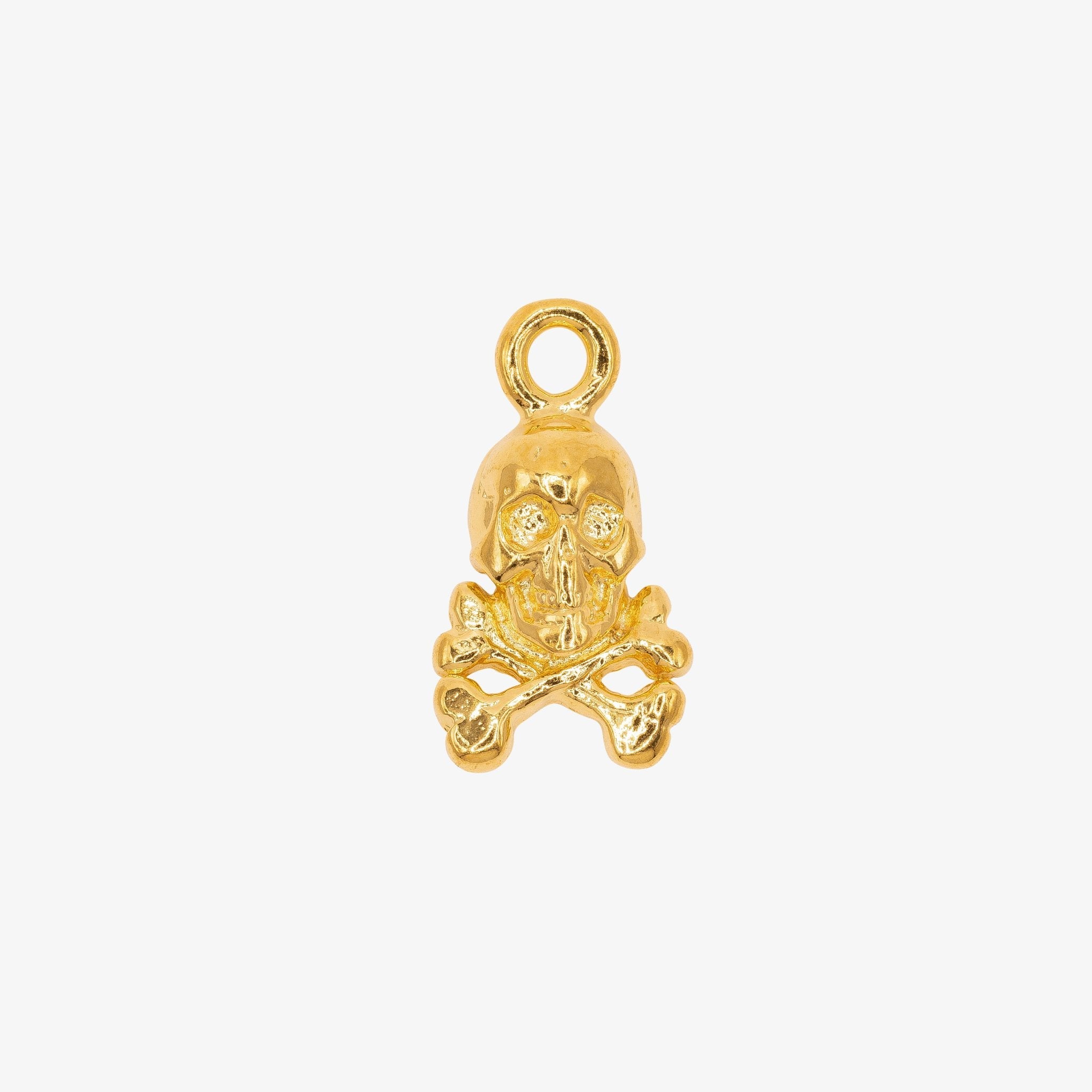 Skull and Bones Charm 14K Gold - GoldandWillow